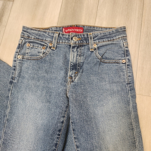 Levi's jeans women's W26 blue 518 Superlow Stretch boot cut flared wide leg boho - Picture 6 of 14